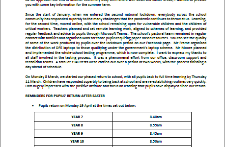 Spring Term Newsletter 2021