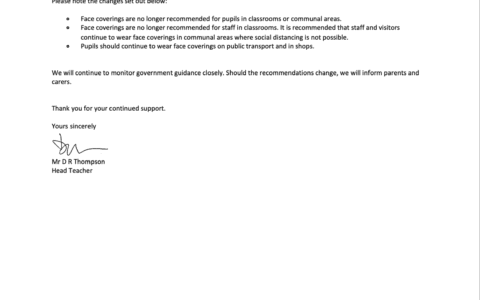 Update on face coverings from Monday 17 May