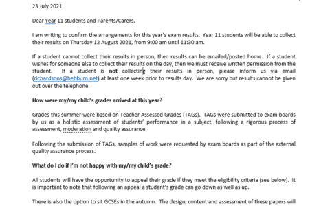 Grades 2021 Appeals Letter 23.7.21