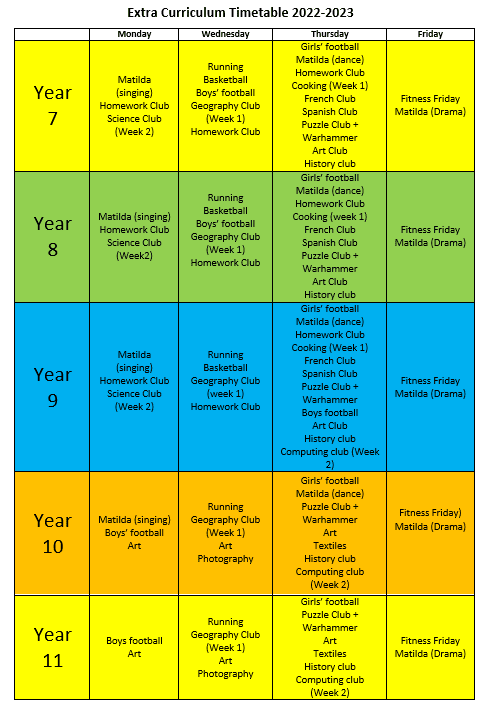 After School Clubs - Hebburn Comprehensive School